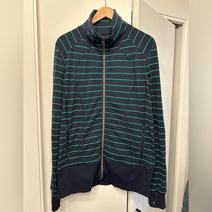 Navy/green striped Lululemon jacket, size 12.